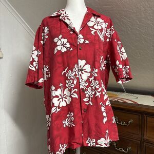 VTG‎ Hawaiian Shirt Men's Size L Pacific Legend Red Floral Beach W/Matching Kids